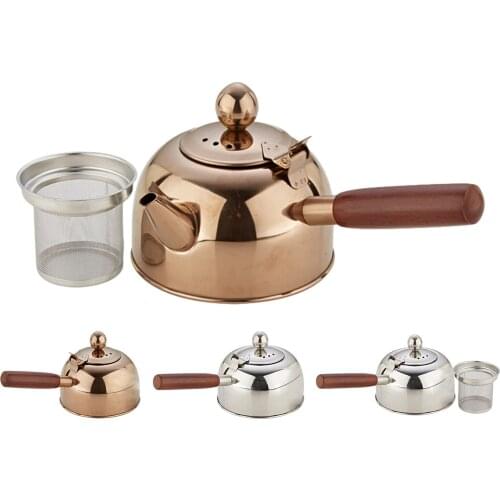 500/680Ml Heat-resistant Tea Kettle Stainless Steel Teapot With Wooden Handle Boiling Tea Kettle Coffee Pot Puer Kettle
