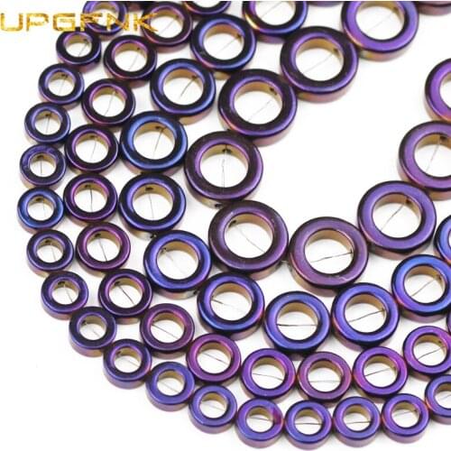 UPGFNK Natural Stone Purple Round Hematite 8/10/12/14mm Circle Shape Spacer Loose Beads For Jewelry Making Diy Bracelet Necklace