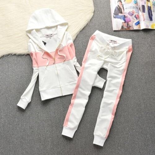 2021 2 Pieces Set Women Cotton Tracksuit Patchwork Hooded Sweater + Carrot Jogging Pants Hoodies Set CHIC Outwear S-2XL