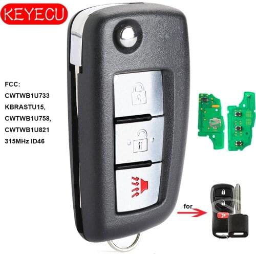 Keyecu Replacement Upgraded Remote Key - 315MHz & ID46 Chip - FOB for Nissan for Infiniti FX35 FX45 FCC ID: KBRASTU15,CWTWB1U733