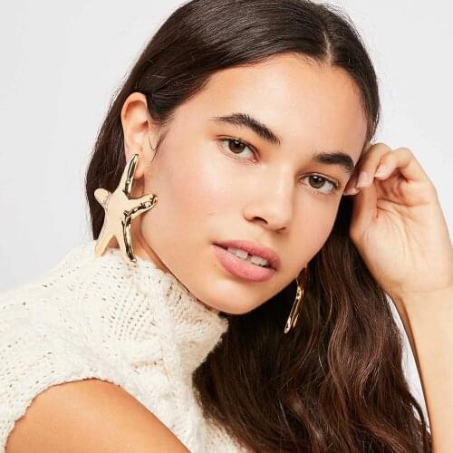 Gold Color Starfish Earrings Statement Alloy Ocean Sea Star Stud Earrings for Women Gifts Brincos Hot sale Jewelry UKMOC
