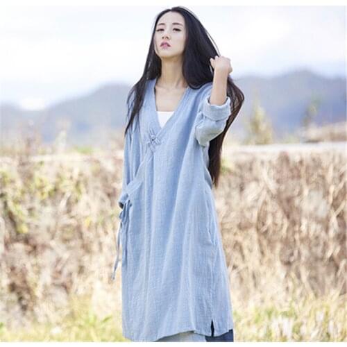 Female Bamboo Cotton Lacing Cardigan Long Outwear Womens Spring Summer Thin Breathable Long Sleeve Solid Color Soft V-neck Coat