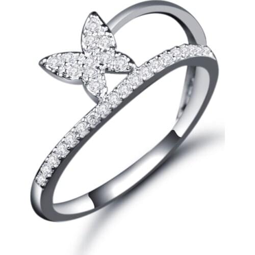 Lucky Sonny Butterfly Ring Pure 925 Sterling Silver Rings Female Aneis Anel CZ Micro Paved Butterfly Ring Fashion Accessory