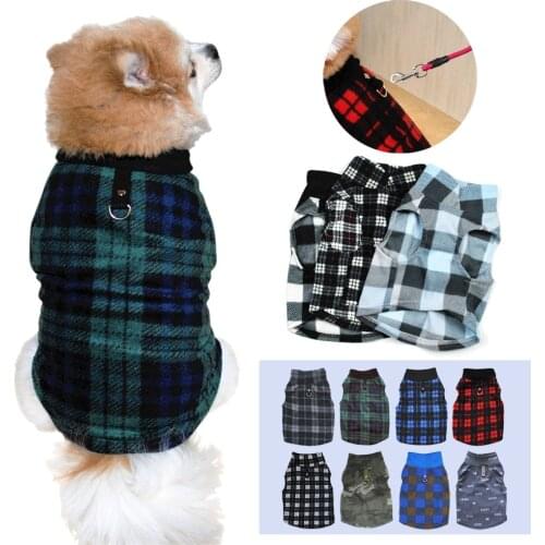 Pet Dog Winter Warm Coat Thickened Vest Fleece Plaid Shirt Jacket Clothes For Small Chihuahua Dogs Costume Pets Cats Clothing