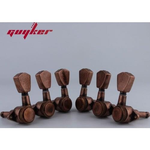 1 Set 3R3L GUYKER Tuners Guitar Models Rear lock string Electric Guitar Machine Heads Trapezium Button Antique Bronze