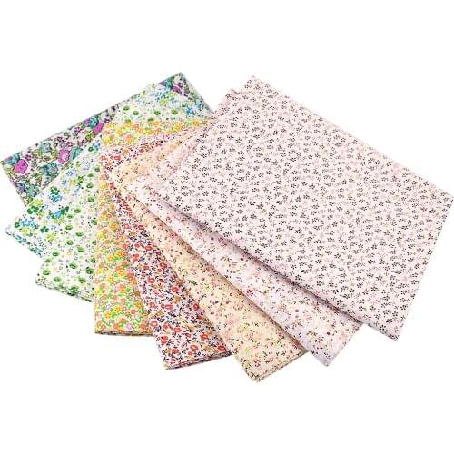 Teramila Light Yellow Cotton Fabric Floral Flower Printed for Arts Crafts Sewing Patchwork Home Textile Fat Quarter Dolls DIY