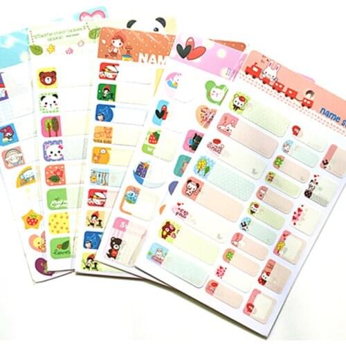 2sheets/lot handwriting waterproof cartoon name stickers Student cup PVC label stickers Kawaii Self-adhesive stickers