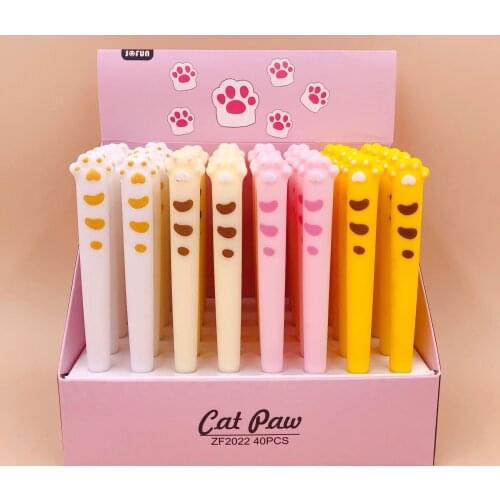 40pcs/lot Creative Cute Cartoon Cat Paw Claw Silicone Gel Pen Water Ink Roller Ball Pen Sign Pen Office School Supplies Gift