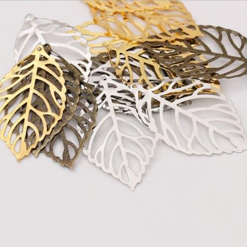 50pcs Craft Hollow Leave Pendant for Jewelry Making Leaf Earring Charms Pendants DIY Floating Charms for Jewelry Making