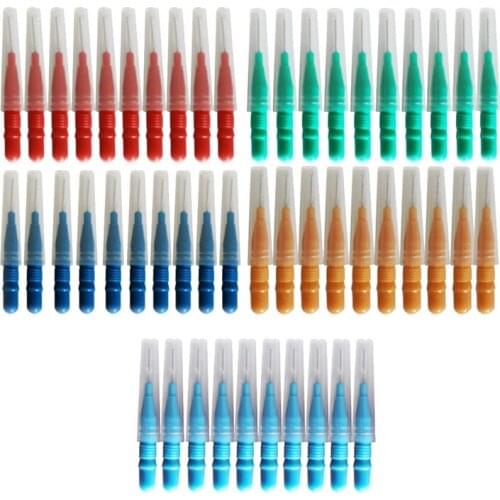 50Pcs Interdental Brush Tooth Flossing Head Oral Hygiene Flosser Toothpick Cleaners Tooth Cleaning Tool