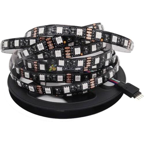 5050 Black PCB LED Strip 60 LED/m Flexible LED Light, No Waterproof / Waterproof, DC12V 5m/lot