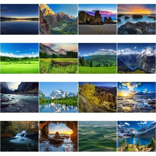 5D DIY Diamond Painting Mountain River Grassland Landscape Cross Stitch Kit Mosaic Embroidery Living Room Home Decoration Gift