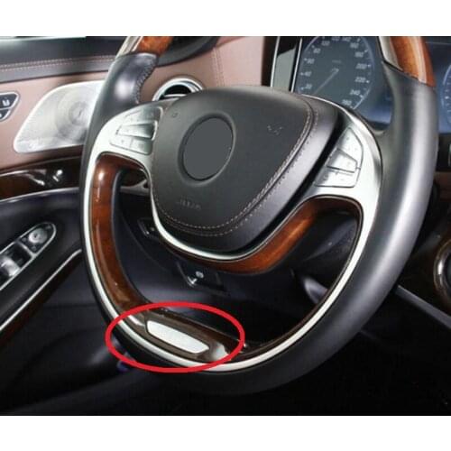 Car Styling Refitted Lower Steering Wheel Logo with Back Tape Silver Blade Badge Emblem for Mercedes Benz Maybach S400 S500 S600