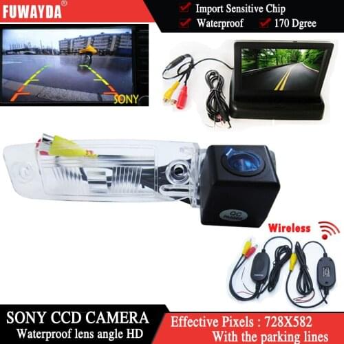 FUWAYDA Wireless Color for SONY CCD Car Chip Rear View Camera for KIA SPORTAGE R 2010-2014+4.3 Inch foldable LCD TFT Monitor HD