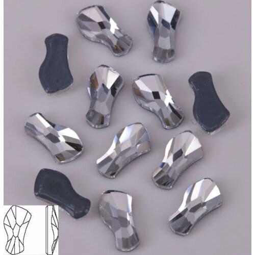 Lead Free 4x8mm Crystal Clear Contour Iron On Crystal Stones / Flat Back Hotfix Rhinestones