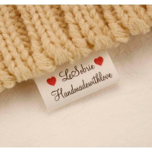 Cotton Tags, Sewing Labels, Personalized Brand, Custom Logo, Business Name, Washable, Handmade Love Heart, 30mm x 50mm (MD5200)