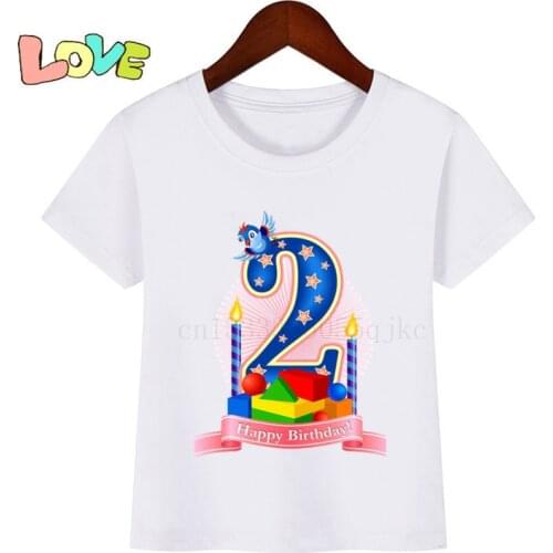 Kids Birthday Number 2 Cartoon Print T Shirt Children Cute 2 Years Old Present T-shirts Boy&Girl Funny Gift Tshirt Baby