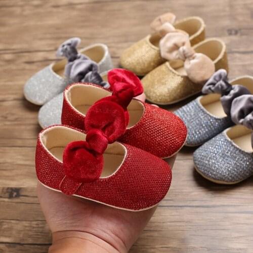 Baby First Walkers Newborn Toddler Girl Crib Shoes Baby Bowknot Soft Sole Solid Baby Shoes Prewalker Sneakers 0-18M