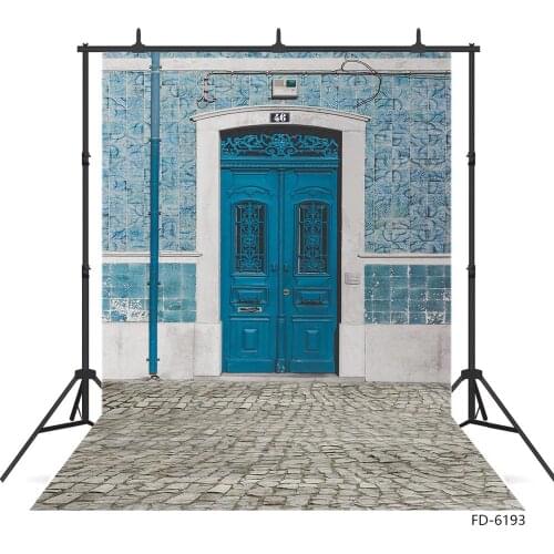 Photo Backdrop Blue Vintage Pattern Wooden Door Customized Background for Children Baby Portrait Photophone Photography Props