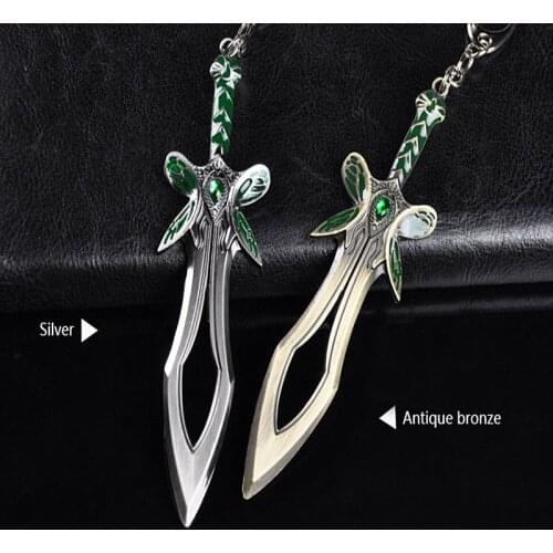 Hot Selling Diy Handmade Keyfob Metal 3D Model Dota2 Demo Keychains Game Weapon Sword Llaveros Chaveiro Gift for Man Car Chains
