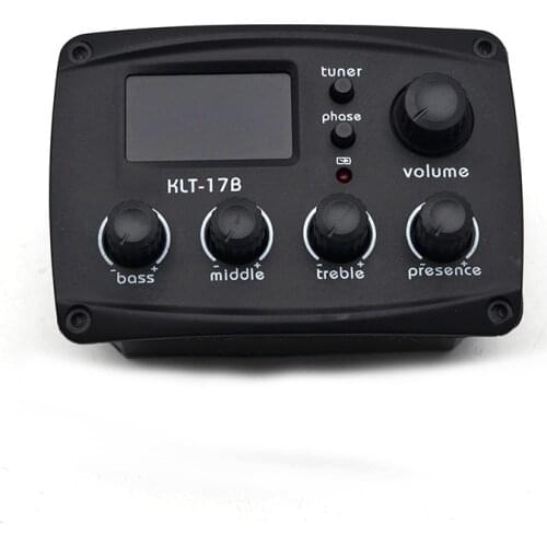 KLT-17B Acoustic Guitar EQ Preamp 70*48mm with Digital Procedding Tuner 4 Band EQ Equalizer with Tuner Guitar Pickup