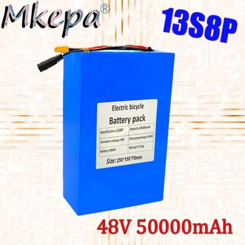 13S8P 48V 50000mAh battery 18650 13S8P Lithium Battery Pack 1000W electric bicycle battery Built in 50A BMS