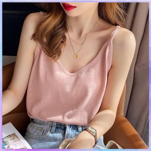 Solid Tank Tops Female Sexy Strap Vest Womens Tube Top Harajuku Off Shoulder Camisole Ice Silk T-shirt Sleeveless Basic Camis
