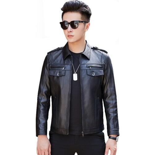 Genuine Leather Jacket Men Spring Autumn Motorcycle Jacket 100% Sheepskin Coat for Men Clothes 2020 Short Slim Fit SY1928F