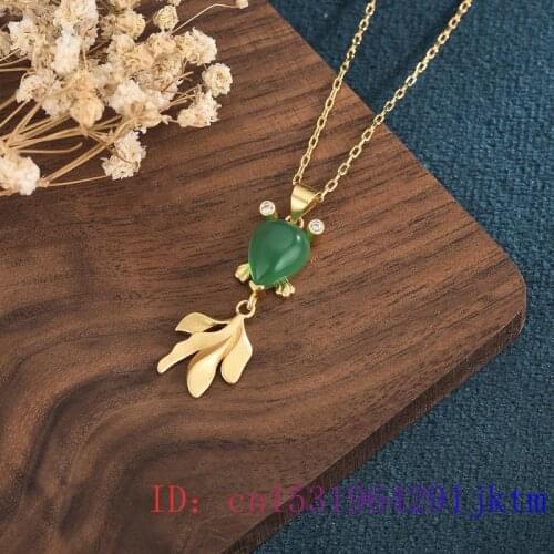 Jade Goldfish Pendant Jewelry Charm Natural Women Chalcedony Gifts Zircon 925 Silver Crystal Gemstone Fashion Necklace Amulet