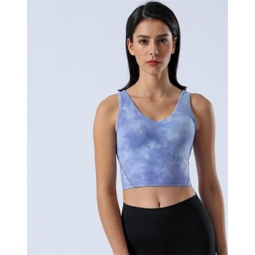 Tie Dye Nylon Yoga Sports Bras Tops Women Naked-feel Padded Training Workout Gym Crop Tops Brassiere