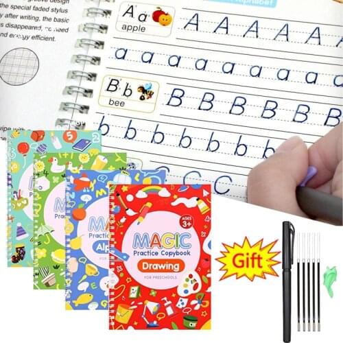 New Magic Exercise Book Reusable Children’s Toys To Write English Numbers and Letters Montessori 3D Calligraphy Copybook