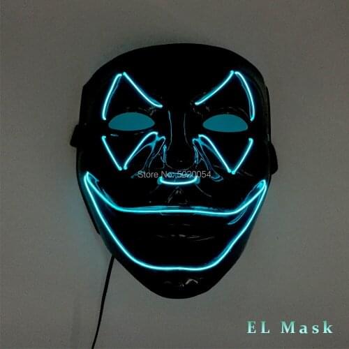 Newest 10 Colors EL Wire Halloween devil Mask Flashing LED Neon light Mask For Festival Glowing Bar Decoration