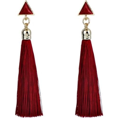 New Fashion Charm Long Tassel Triangle Drop Earrings For Women Girls Party Vintage Ethnic Multicolor Earring Jewelry Gifts