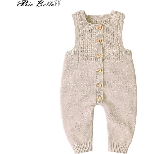 Newborn Infant Spring Autumn Romper Fashion Knitted Sleeveless Fashion Boy Girls Overalls Outfits For Kids One Piece Clothing