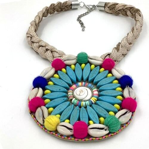 Chokers Necklace Handmade Jewelry blue stone Beads Necklace Women Bohemian Trendy Beaded Jewelry Choker Necklaces new 2021