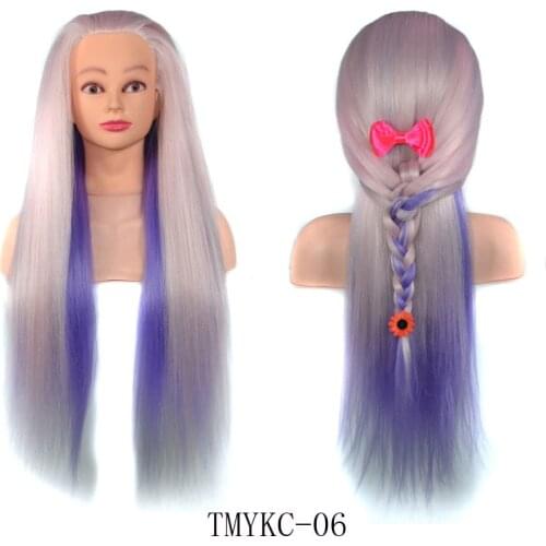 Hairdressing Training Head Colorful Yaki Synthetic Hair Doll Mannequin Head Cosmetology Manikin Haircut Hairstyling Training
