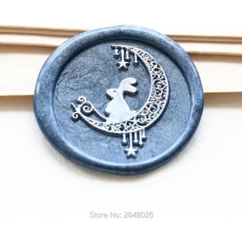 Moon and Rabbit Seal Stamp,plant seal stamp,Rabbit Wax Seal Stamp Kit,night seals,gift packing fairy tale seal