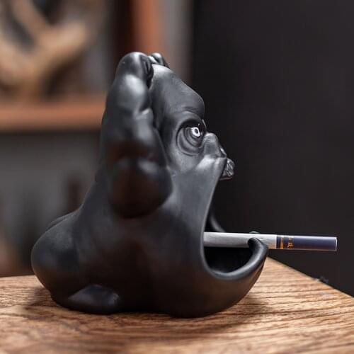Ceramic Cartoon Animal Ashtray Orangutan Anti-ash Car Large Capacity Ashtray Living Room Office Decoration Gift For Boyfriend