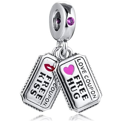 Fits for Pandora Beads Bracelets Love Coupon Charms 100% 925 Sterling Silver Jewelry Free Shipping