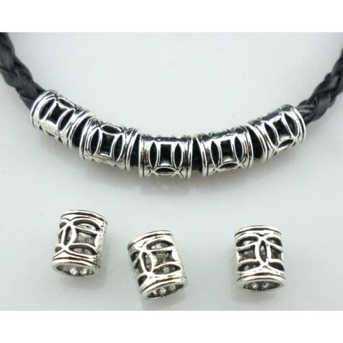 140pcs Tibetan Silver Filigree Hollow Cylinder Tube Loose Charm Spacers Beads 5.5x7mm Bracelet Jewelry Findings