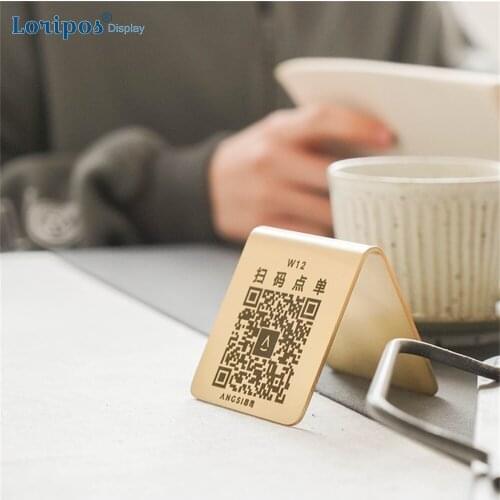Custom Letter Brass Two-dimensional Identification Payment Alipay Wechat Cash Register Account Signage Stand Sweep Code Plate