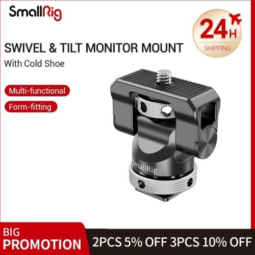 SmallRig Camera EVF Mount Swivel 360 Degree & Tilt 140 Degree Monitor Mount w/ Cold Shoe Flash Adapter Microphone Bracket 2346
