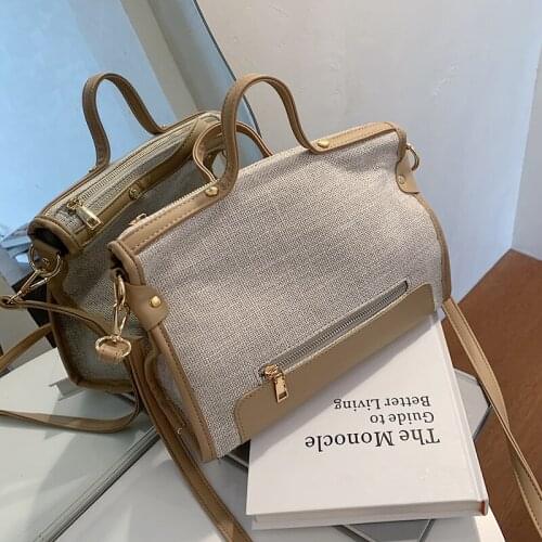 Casual linen women handbags designer shoulder bags simply lady crossbody bag large capacity totes female big purses 2020 sac