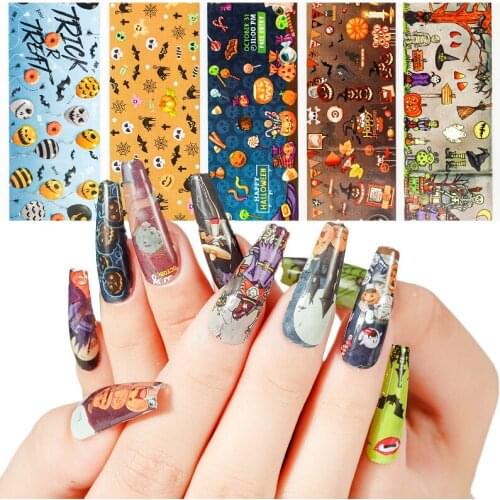 Holiday Nail Stickers Halloween Christmas DIY Starry Sky Nail Decoration Pumpkin Monster Snowflake Bell Sticker Nail Art Tools
