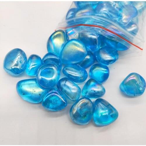 Natural Quartz Electroplating Blue Gravel Crystal Colorful Angel Aura Breakstone Minerals Healing Energy Decoration wholesa