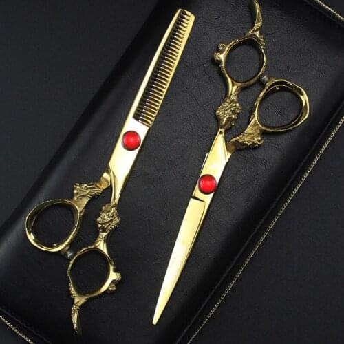 Professional 6 inch Steel Hair scissors high quality Barber scissors Hairdressing scissors Straight Thinning Hair Cutting shear