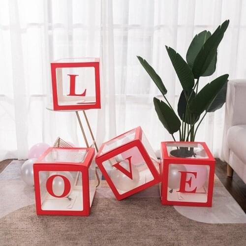 Alphabet Transparent Packing Box Wedding Balloon Box Wedding 1st Birthday Party Decor Kids Latex Macaron Balloon Babyshower