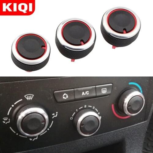 KIQI 3Pcs Air Conditioning Knob for Peugeot 307 CITROEN C4 MK1 C-TRIOMPHE AC Heat Control Switch Button Knobs Aluminum Alloy