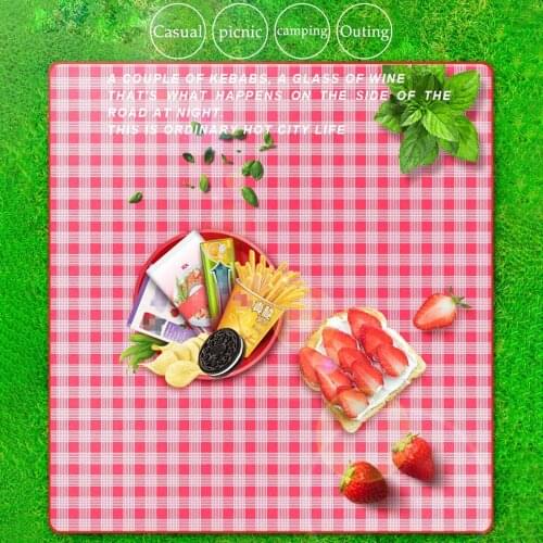 Outdoor Folding Picnic Mat Lightweig Waterproof Sleeping Camping Pad Beach Blanket Red White Checkered Baby Multiplayer Mat