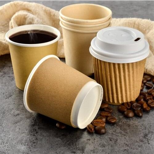 100pcs High quality 100ml 4oz small disposable coffee cup double wall paper cups birthday party favors drinking cups with lids